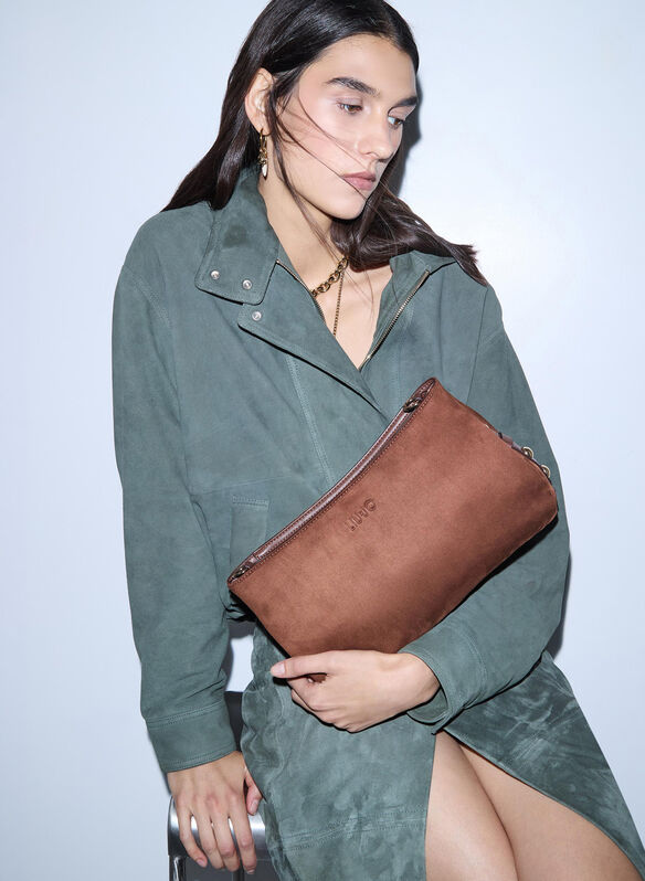 BORSA GERONA TRACOLLA SUEDE, 09032 TABACCO, medium