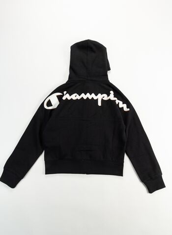 FELPA FULL ZIP CON CAPPUCCIO RAGAZZA, KK001BLK, small