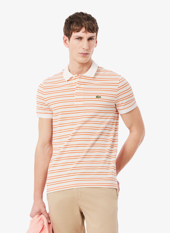 POLO IN PETIT PIQU&Eacute; A RIGHE, 1RI WHTSALMONE, medium