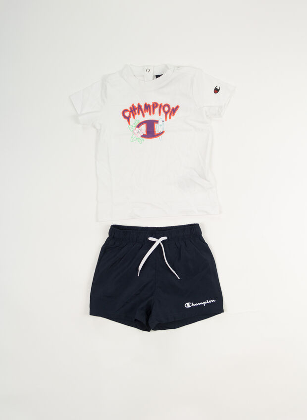 COMPLETINO T-SHIRT+SHORT BACK TO THE BEACH BIMBO, WW001 WHTNVY, large