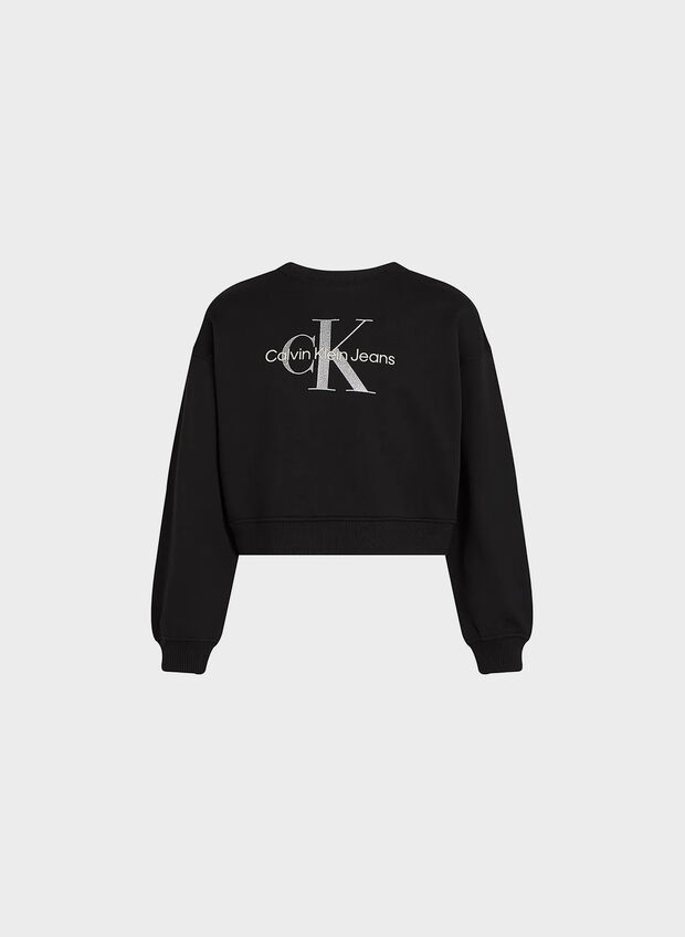 FELPA GIROCOLLO CON LOGO RAGAZZA, BEH BLK, large