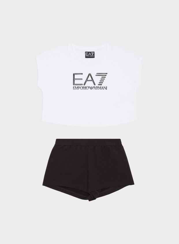 T-SHIRT + SHORT BIG LOGO RAGAZZA, M0003 BLKWHT, large