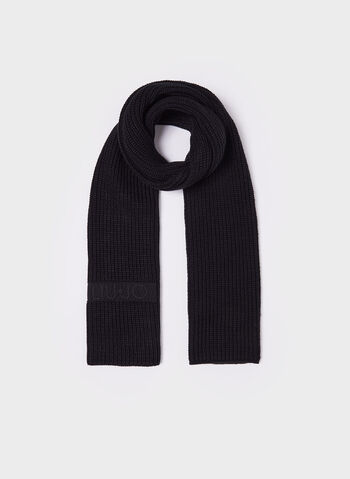SCIARPA CON LOGO E STRASS, 22222 BLK, small