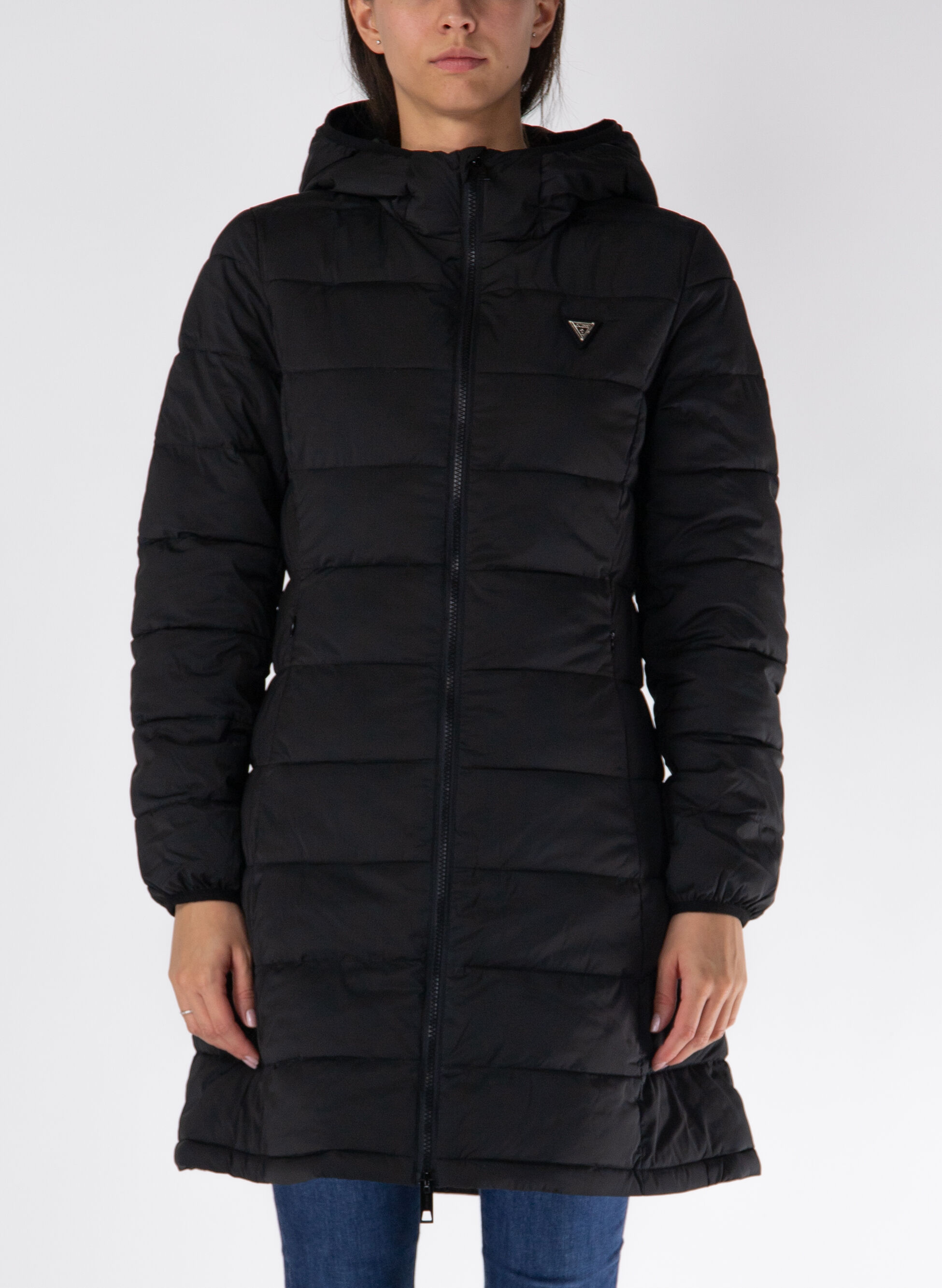 Long Puffer Piumino Nero Lungo Guess Piumino Guess Con Pelliccia