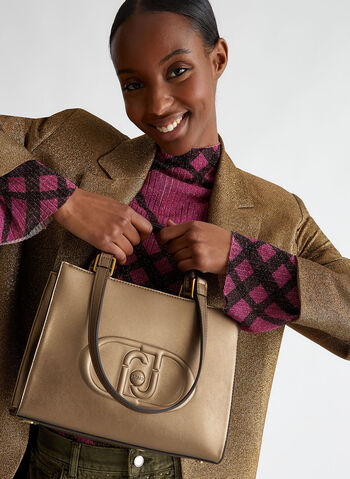 BORSA SHOPPING CON LOGO, 04000 BRONZO, small