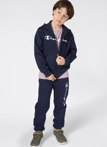 FELPA CON ZIP INTERA CON LOGO SCRIPT RAGAZZO, BS501 NVY, small