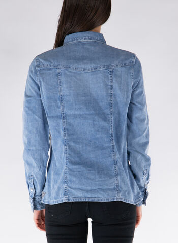 CAMICIA JEANS CON FIOCCHETTI CON STRASS, , small
