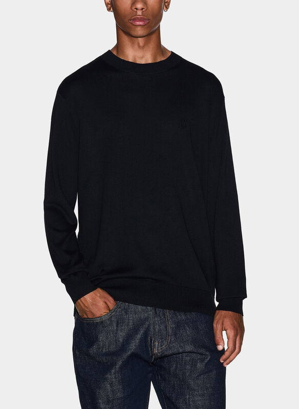 MAGLIONE COTONE GIROCOLLO, UC001 BLK, medium