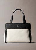BORSA MINI TOTE DI TELA IN COTONE, XSI WHT, thumb