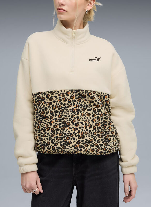 FELPA STAMPA ANIMALIER ESSENTIALS, 87 PANNA, medium