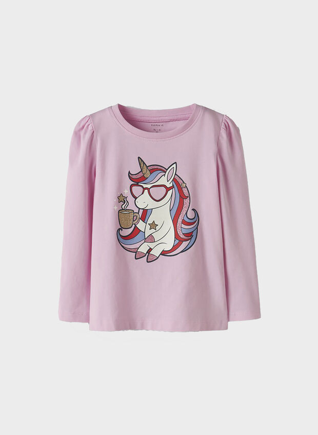 T-SHIRT KALESJA CON STAMPA BAMBINA, PIROUETTE PINK, large