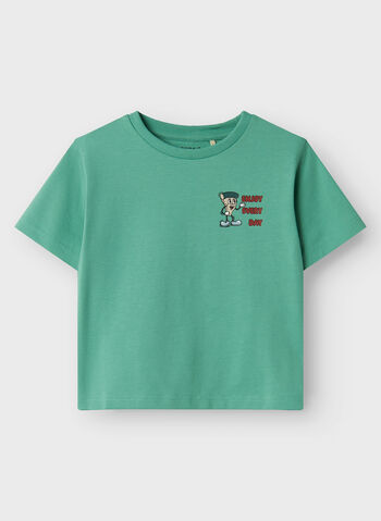 T-SHIRT GRAPHIC PRINT BAMBINO, CREME DE MENTHE MENTA, small
