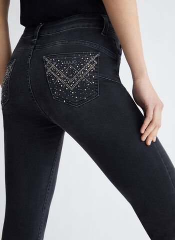 JEANS SKINNY BOTTOM UP CON STRASS, 87385 BLK, small
