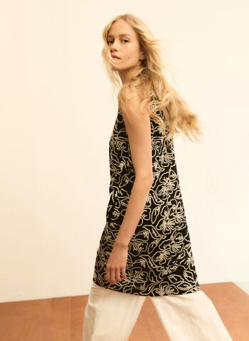 ABITO SMANICATO IN COTONE E LINO RICAMATI, 005 BLK, small