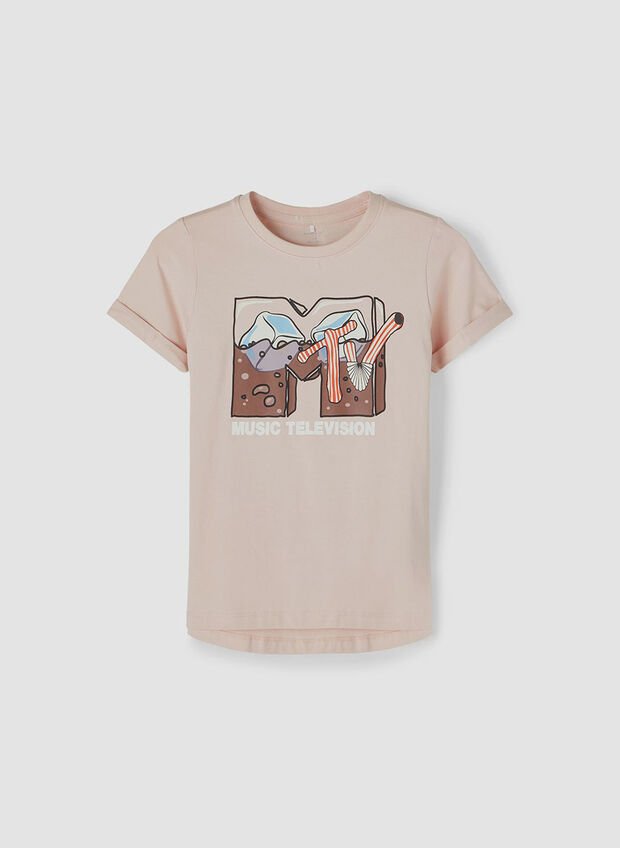 T-SHIRT STAMPA MTV BAMBINA, PEACH, large