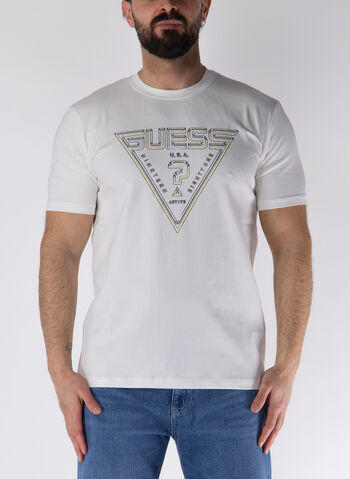 T-SHIRT ACTIVE LOGO A TRIANGOLO, G018 PANNA, small