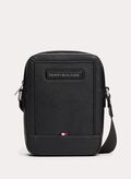 BORSA TRACOLLA REPORTER CON FINITURA ZIGRINATA E LOGO, BDS BLK, thumb