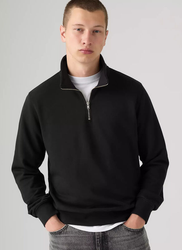 FELPA 1/2 ZIP LOGO TONAL, 0016 BLK, medium
