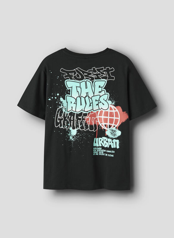 T-SHIRT FLYNN STAMPA RAGAZZO, BLACK, medium