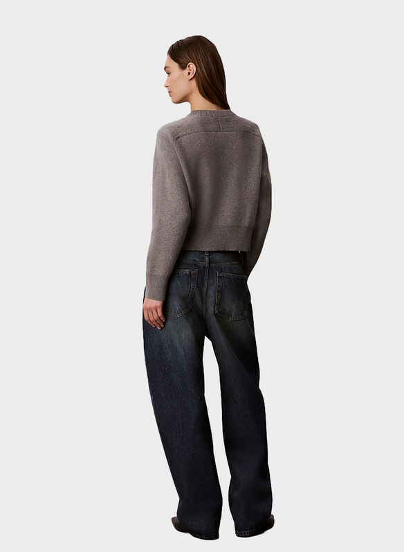 MAGLIONE CROP LOGO, P7E GREY, medium