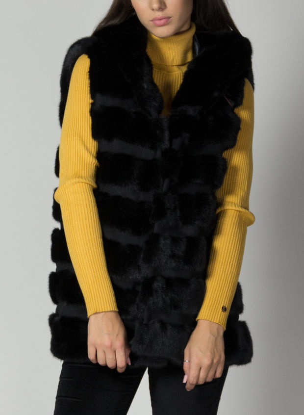 FLY GIRL GILET ECOPELLICCIA Nero Donna | Sport85