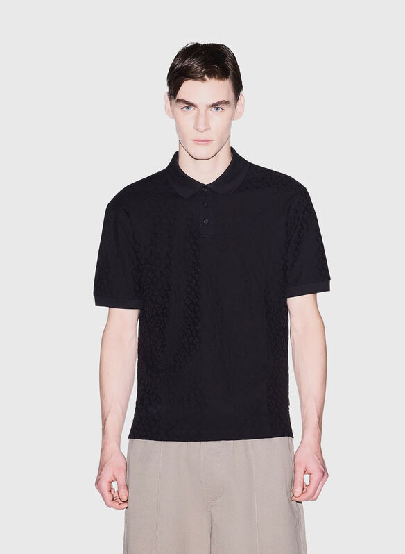 POLO JACQUARD IN COTONE MERCERIZZATO, UC001 BLK, medium