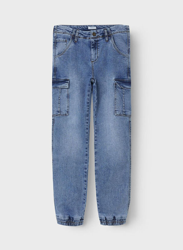 JEANS RYAN CARGO RAGAZZO, MEDIUM BLUE DENIM, large