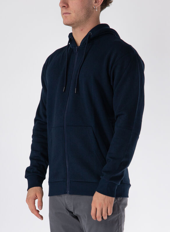 FELPA CON CAPPUCCIO FULL ZIP, NAVY BLAZER NAVY BLAZER, medium