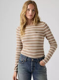 MAGLIONE  COSTINA RIGATA, 0043 TORTORAWHT, thumb