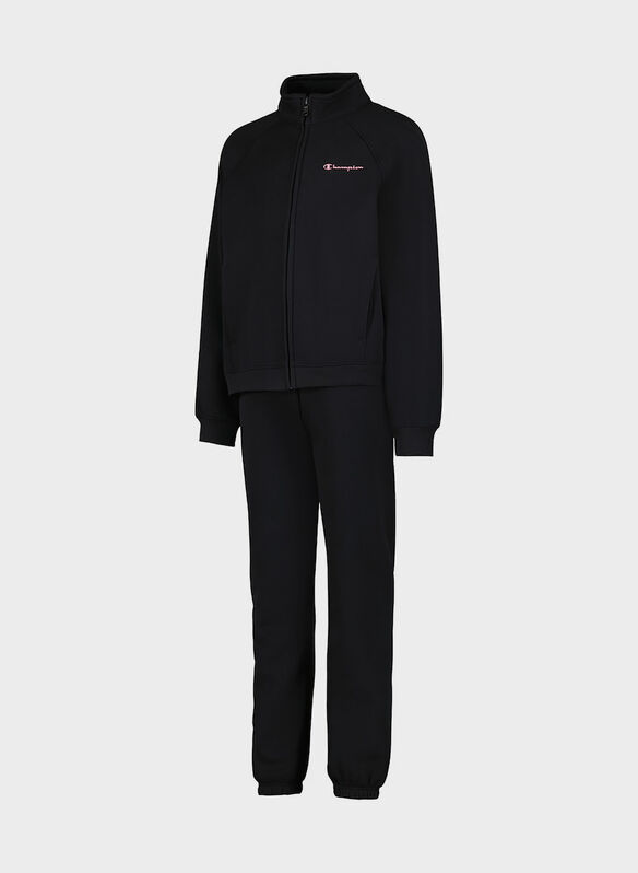 TUTA FULL ZIP CON LOGO RAGAZZA, KK001 BLK, medium