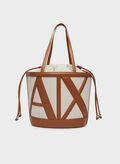 BORSA A SECCHIELLO IN CANVAS CON LOGO MAXI, M6261 SAND, thumb