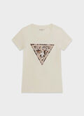 T-SHIRT CON LOGO TRIANGOLARE, G047 PANNA, thumb