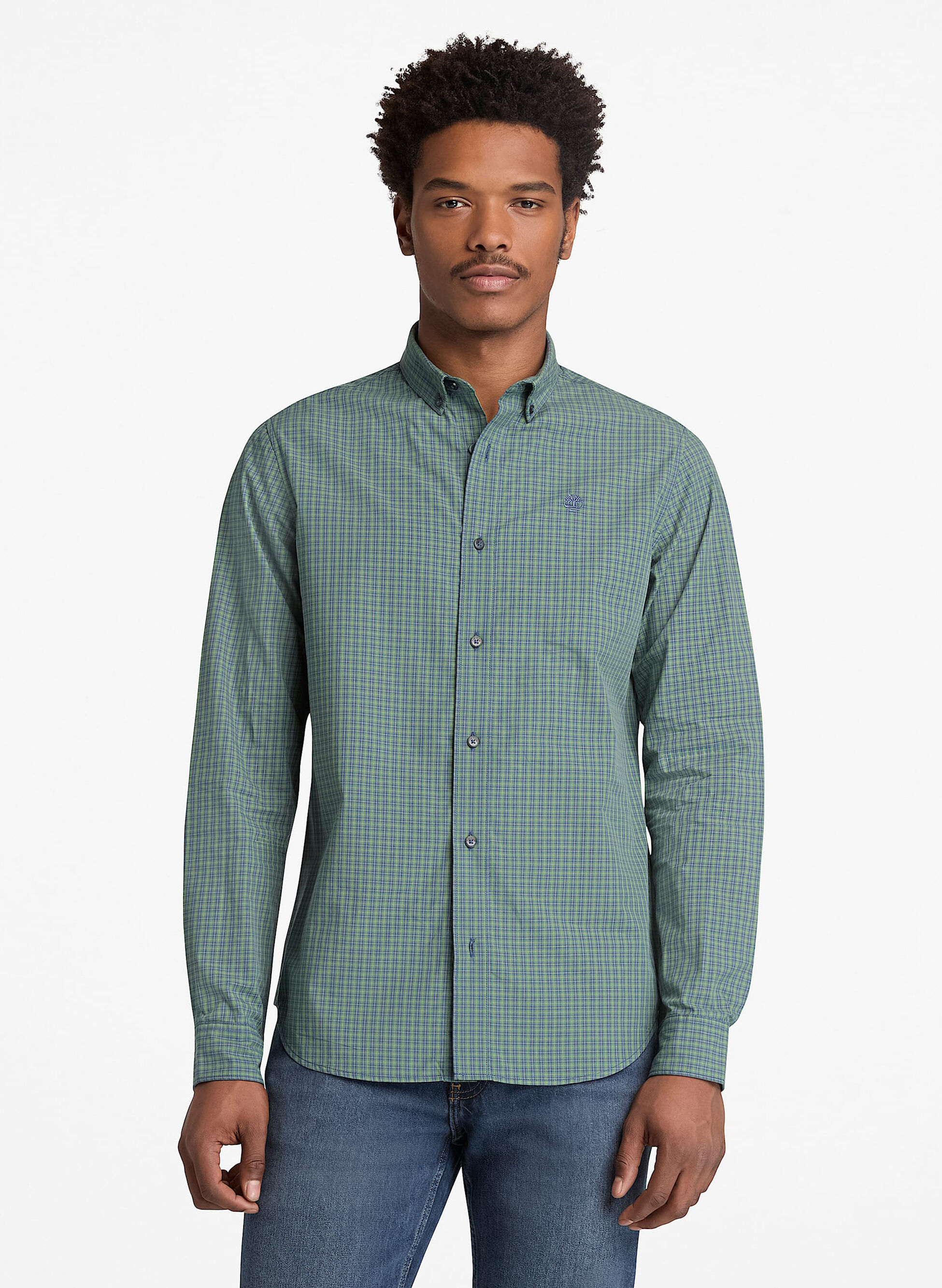 Camicia In Popeline A Quadri Micro