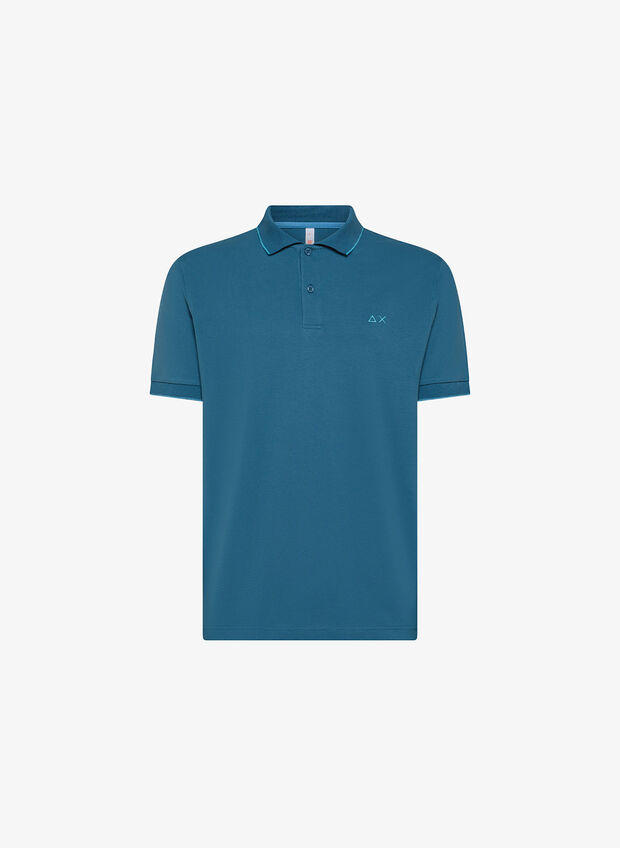 POLO PIQUET CON BORDINO, 80 DARK AVIO, large