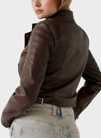 GIACCA BIKER SIMILPELLE, FN09 CIOCCOLATO, small