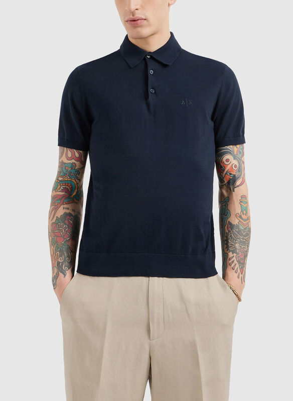 POLO A MANICA CORTA CON LOGO RICAMATO, 1510 NVY, medium