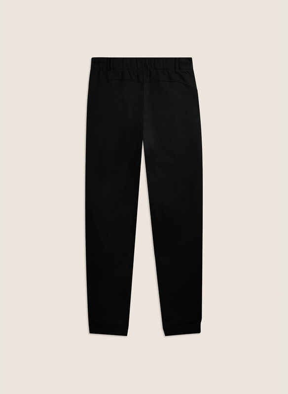 PANTALONE SPORTIVI IN JERSEY PESANTE CON COULISSE E POLSINI, N BLK, medium