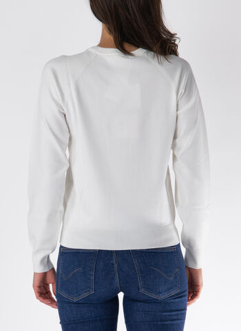 MAGLIONE GIROCOLLO CON LOGO STRASS, 10607 WHT, small
