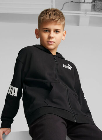 FELPA ESSENTIALS CON CAPPUCCIO RAGAZZO, 01 BLK, small