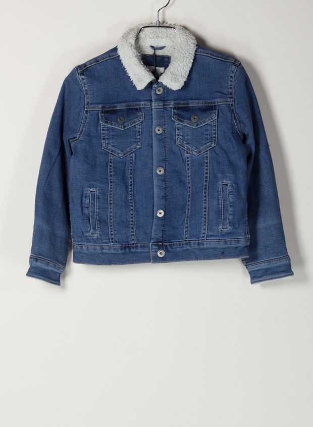 GIUBBOTTO JEANS SHERPA TOGO DA RAGAZZO, LIGHT BLU DENIM, large