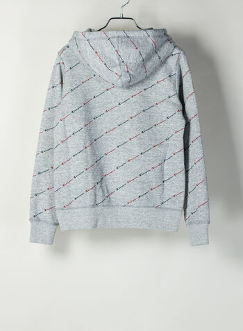 FELPA CON CAPPUCCIO STAMPA ALL OVER, EL016GREY, small