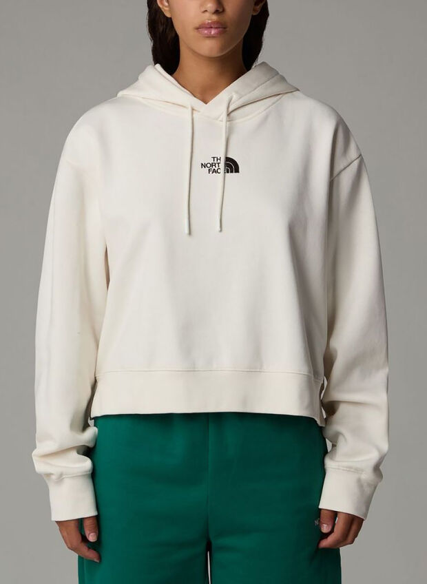 FELPA HOODIE CROP IN VITA ESSENTIAL, PANNA, large