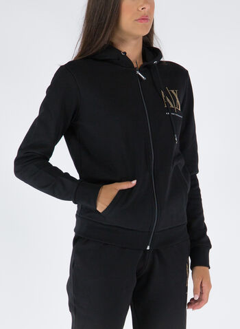 FELPA CON ZIP E CAPPUCCIO, 8268 BLK, small