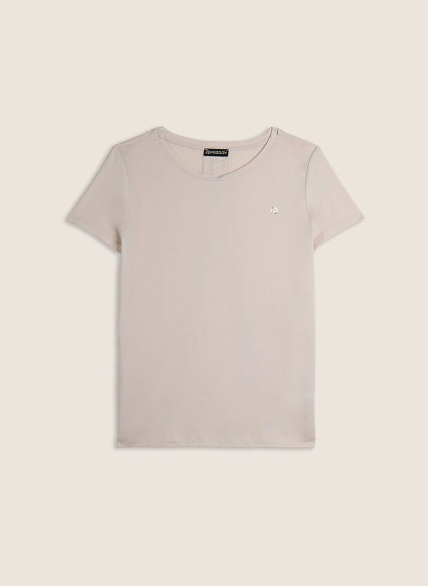 T-SHIRT CON INSERTO POSTERIORE IN SANGALLO, Z102 PANNA, large