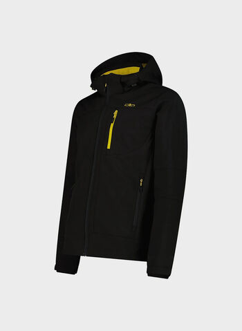 GIACCA IN SOFTSHELL CON CAPPUCCIO STACCABILE, 04TU BLKSENAPE, small