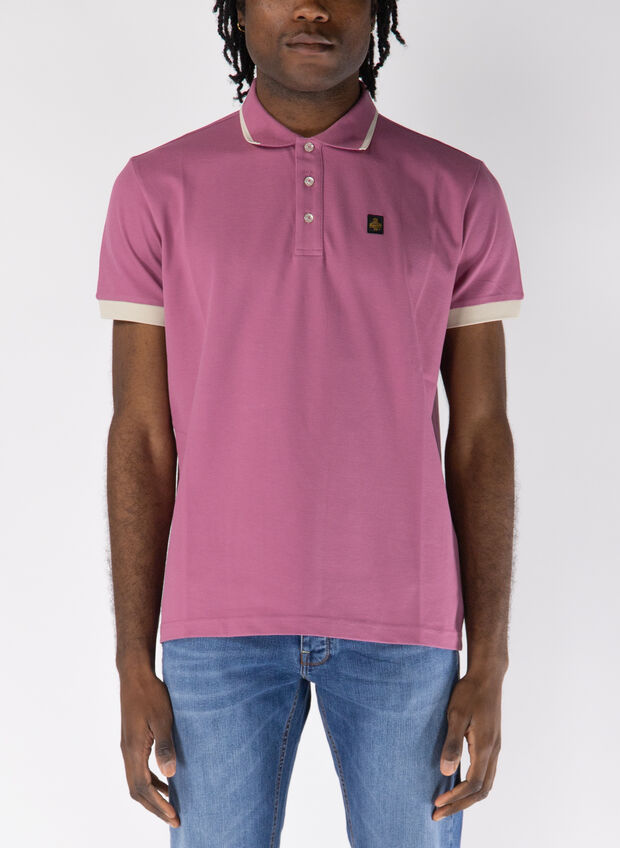 POLO A MANICA CORTA NRAY CON BORDINO IN PIQUET, D01611 CIPOLLA, large