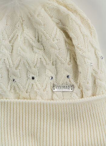 CAPPELLO IN MISTO LANA CON STRASS, 01 WHT, small