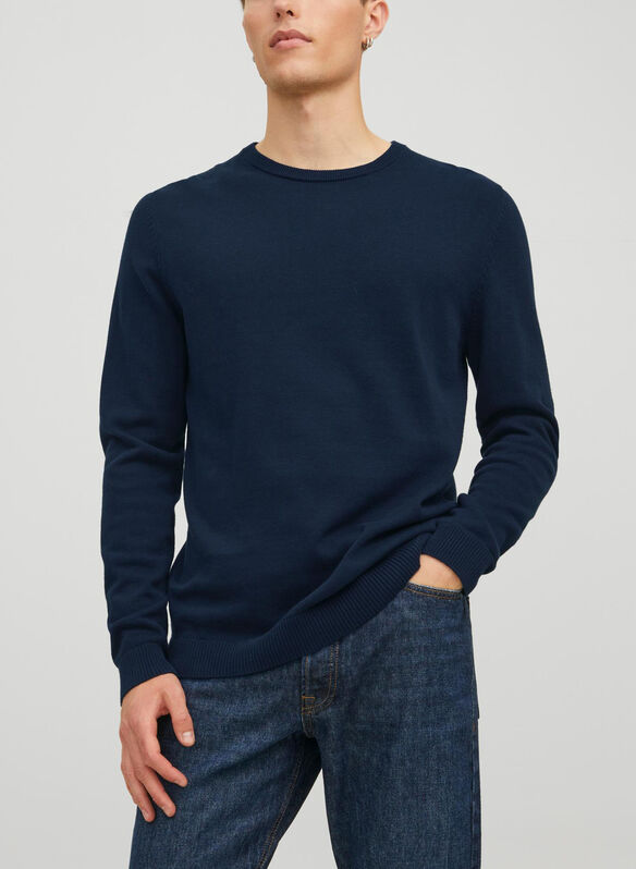 MAGLIONE GIROCOLLO BASIC ESSENTIAL, NAVY BLAZER, medium