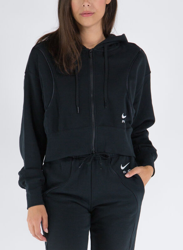 FELPA S AIR FULL ZIP CON CAPPUCCIO, 010 BLK, medium