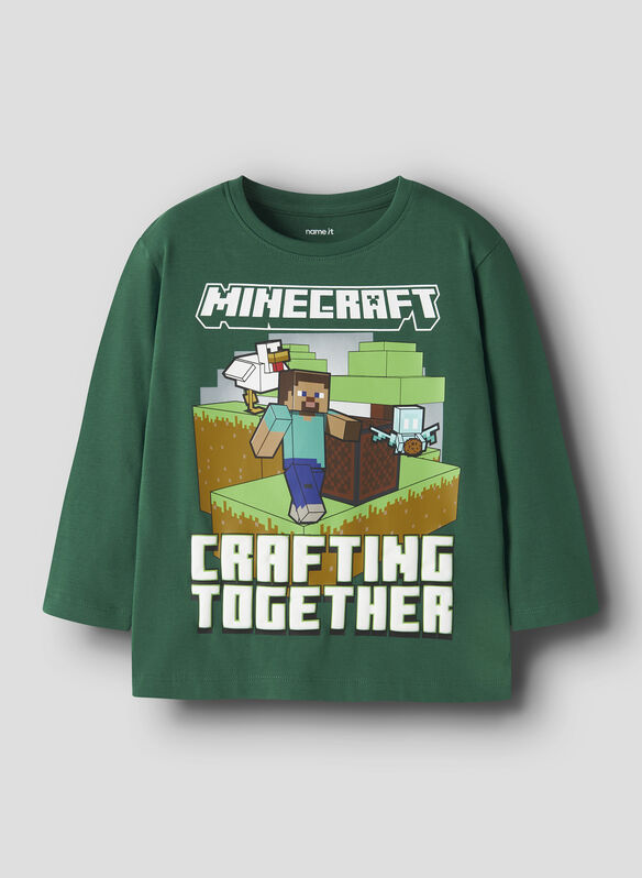 T-SHIRT SYVER STAMPA MINECRAFT BAMBINO, EVERGREEN, medium